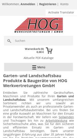 Vorschau der mobilen Webseite www.hoggmbh.de, HOG Werksvertretungen GmbH
