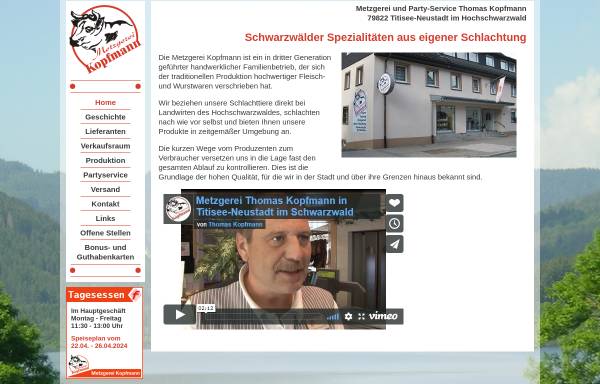 Vorschau von www.metzgerei-kopfmann.de, Metzgerei und Partyservice Thomas Kopfmann