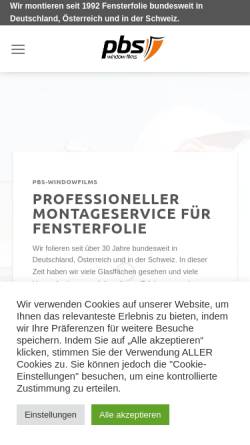 Vorschau der mobilen Webseite www.pbs-sonne.de, PBS - Blend- und Sonnenschutz