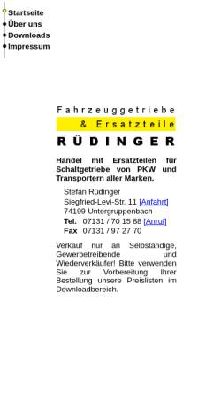 Vorschau der mobilen Webseite www.getriebeteile.com, Rüdinger Fahrzeuggetriebe