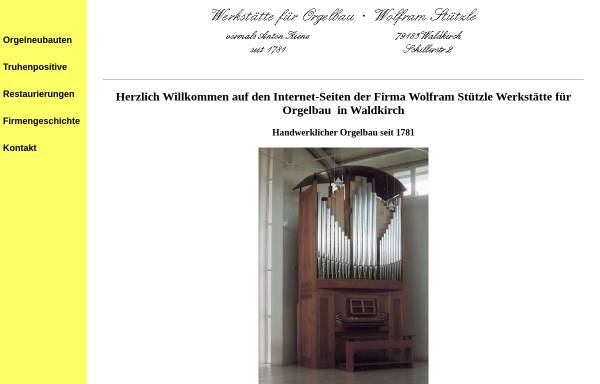 Vorschau von www.stuetzle.de, Werkstätte für Orgelbau, Wolfram Stützle