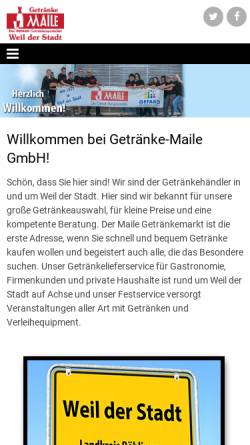 Vorschau der mobilen Webseite www.getraenke-maile.de, Getränke-Maile GmbH