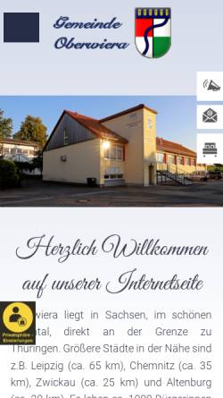 Vorschau der mobilen Webseite www.gemeindeoberwiera.de, Gemeinde Oberwiera