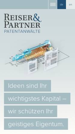 Vorschau der mobilen Webseite www.reiseronline.de, Patentanwalt Dipl.-Ing. Reiser