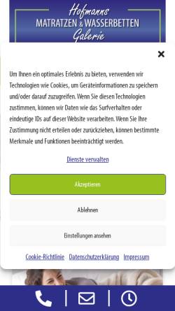 Vorschau der mobilen Webseite www.wasserbettenhofmann.de, Wasserbetten Hofmann