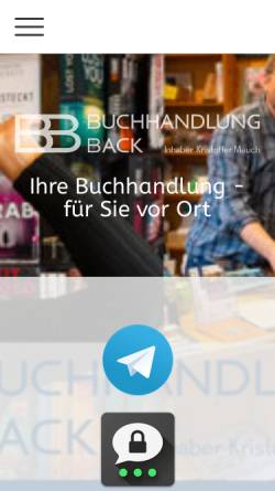 Vorschau der mobilen Webseite www.buchhandlung-back.de, Buchhandlung Back.
