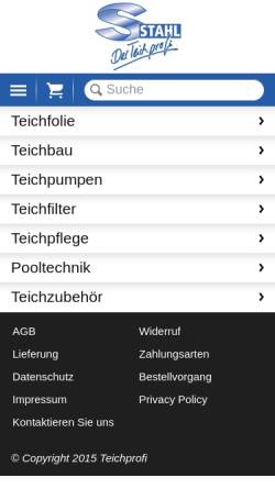 Vorschau der mobilen Webseite teichprofi.de, Teichprofi Stahl GmbH
