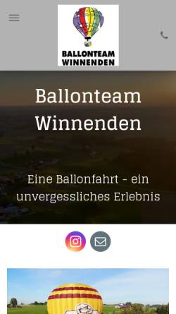 Vorschau der mobilen Webseite www.ballonteam-winnenden.de, Ballongemeinschaft Bosch, Hofer und Rilling