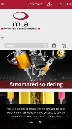 Vorschau der mobilen Webseite www.mta-automation.de, MTA Automation GmbH