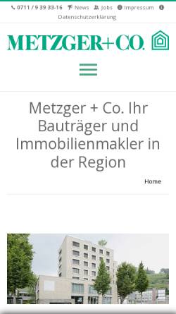 Vorschau der mobilen Webseite www.metzger-co.de, Wohnbau Metzger & Co.