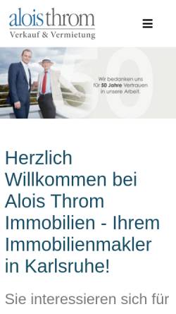 Vorschau der mobilen Webseite www.throm-immobilien.de, Alois Throm Immobilien