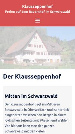Vorschau der mobilen Webseite www.klausseppenhof.de, Klausseppenhof