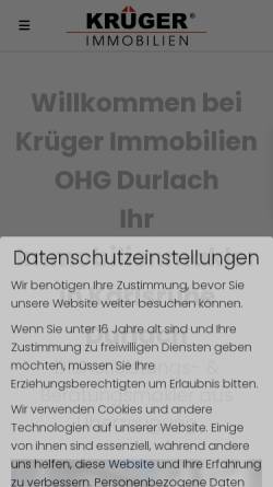 Vorschau der mobilen Webseite www.k-immo.de, Krüger Wohn- und Gewerbe-Immobilien