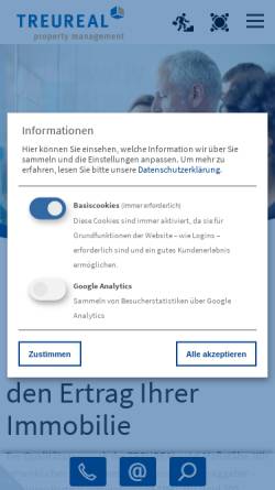 Vorschau der mobilen Webseite www.treureal.de, Treureal GmbH