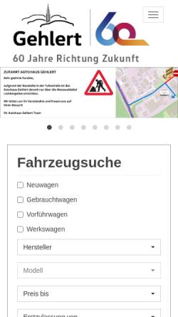 Vorschau der mobilen Webseite www.gehlert.de, Autohaus Gehlert