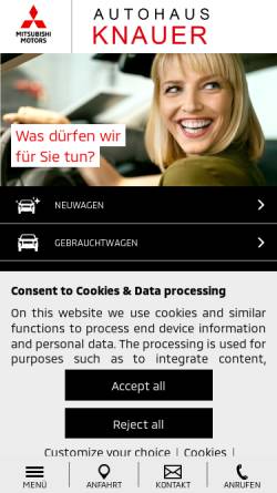 Vorschau der mobilen Webseite www.auto-knauer-gmbh.de, Auto-Knauer GmbH 