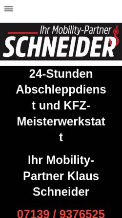 Vorschau der mobilen Webseite www.kfz-schneider.de, Kfz-Service Schneider