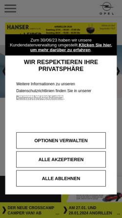 Vorschau der mobilen Webseite www.opel-ulm.de, Hanser + Leiber GmbH