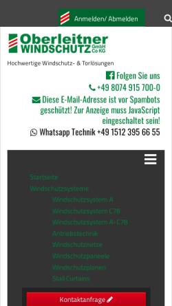 Vorschau der mobilen Webseite oberleitner-windschutz.com, Oberleitner Windschutz GmbH & Co. KG