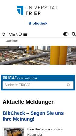 Vorschau der mobilen Webseite www.uni-trier.de, Universitätsbibliothek Trier