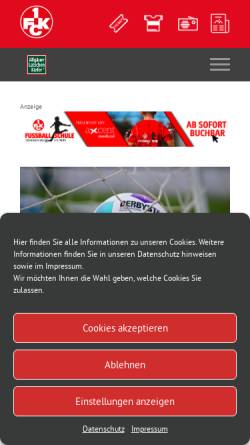 Vorschau der mobilen Webseite www.fck.de, 1. FC Kaiserslautern e.V.