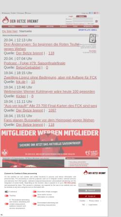 Vorschau der mobilen Webseite www.der-betze-brennt.de, 1. FCK - Der Betze brennt