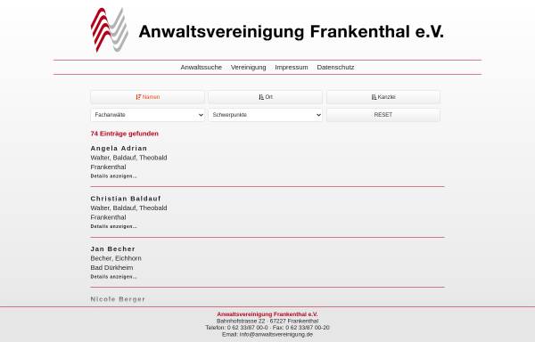 Vorschau von www.anwaltsvereinigung.de, Anwaltsvereinigung Frankenthal