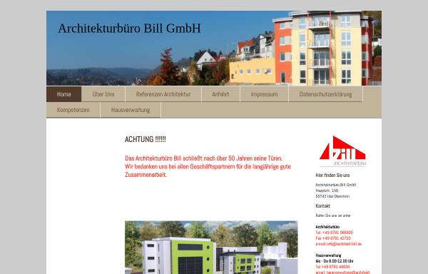 Vorschau von www.architekturbuero-bill.de, Architekturbüro Helmut Bill Söhne