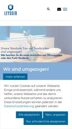 Vorschau der mobilen Webseite www.leysser.de, Leysser GmbH & Co KG