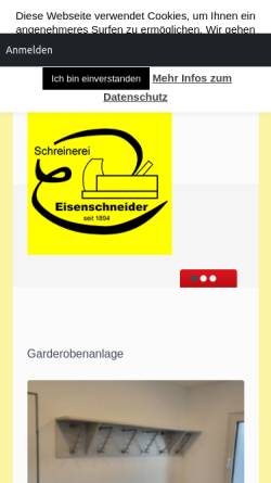Vorschau der mobilen Webseite www.schreinerei-eisenschneider.de, Schreinerei Eisenschneider