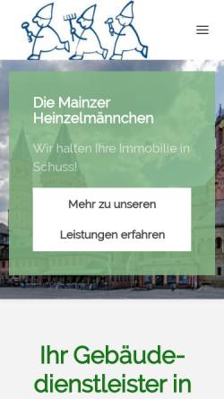 Vorschau der mobilen Webseite www.die-mainzer-heinzelmaennchen.de, Hausmeisterservice und Objektbetreuung Die Mainzer Heinzelmännchen GmbH