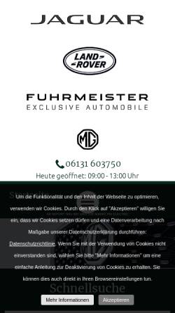 Vorschau der mobilen Webseite www.fuhrmeister.de, Autohaus Fuhrmeister