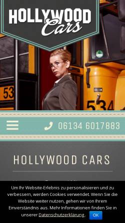 Vorschau der mobilen Webseite www.hollywood-cars.de, Hollywood-Cars