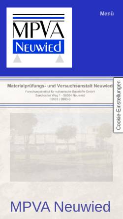 Vorschau der mobilen Webseite mpva.de, Materialprüfungs- und Versuchsanstalt Neuwied GmbH