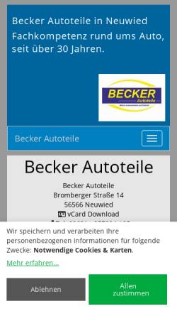 Vorschau der mobilen Webseite www.beckerautoteile.de, Becker Autoteile
