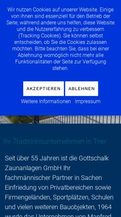Vorschau der mobilen Webseite gottschalk-trier.de, Gottschalk Zaunanlagen GmbH