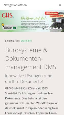 Vorschau der mobilen Webseite ghs-trier.com, GHS Fax- und Kopiersysteme GmbH
