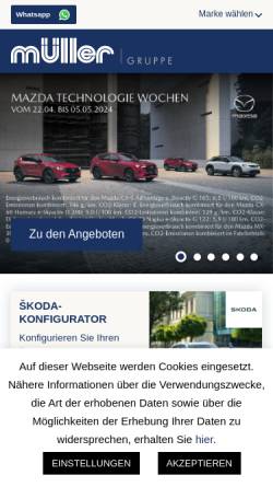Vorschau der mobilen Webseite www.mueller-mazda.com, Autohaus A. Müller GmbH