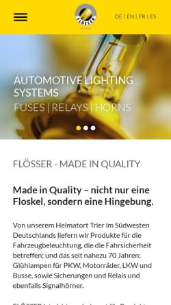 Vorschau der mobilen Webseite www.flosser.com, Flösser GmbH & Co KG