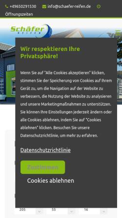 Vorschau der mobilen Webseite www.schaefer-reifen.de, Schäfer Reifenfachhandel GmbH