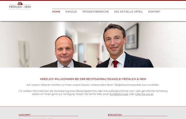 Vorschau von www.froehlichundhein.de, Rechtsanwälte Fröhlich & Hein