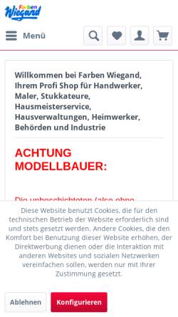 Vorschau der mobilen Webseite shop.profi-service.de, Farben Wiegand - Burkhard Wiegand
