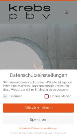 Vorschau der mobilen Webseite www.krebs-pbv.de, Krebs GmbH