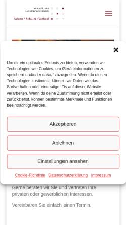 Vorschau der mobilen Webseite www.adams-anwaelte.de, Anwaltskanzlei Adams und Kollegen