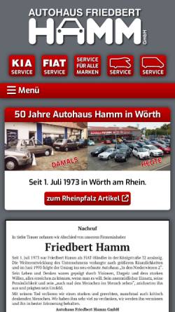 Vorschau der mobilen Webseite www.autohaushamm.de, Fiat Autohaus Hamm