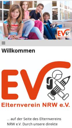 Vorschau der mobilen Webseite www.elternverein-nrw.de, Elternverein Nordrhein-Westfalen e.V.