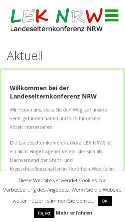 Vorschau der mobilen Webseite www.landeselternkonferenz-nrw.de, Landeselternkonferenz NRW (LEK-NRW)