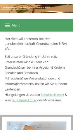 Vorschau der mobilen Webseite www.landeselternschaft-nrw.de, Landeselternschaft Grundschulen Nordrhein-Westfalen e.V.