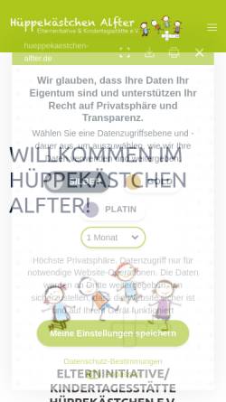 Vorschau der mobilen Webseite hueppekaestchen-alfter.de, Elterninitiative / Kindertagesstätte Hüppekästchen e.V.