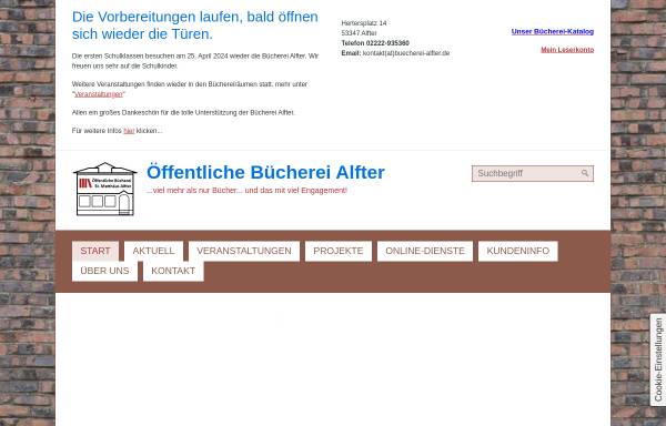 Vorschau von www.buecherei-alfter.de, Öffentliche Bücherei St. Matthäus Alfter